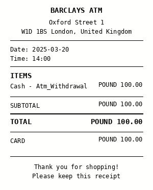 Receipt: Label a foreign-currency receipt